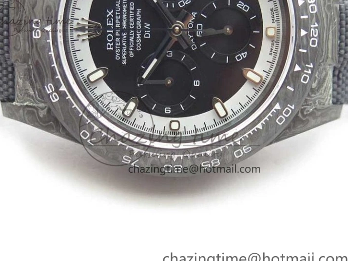 0601 Daytona DIW Carbon OMF Best Edition Black White Dial on Black Nylon Strap A OnTrend 2843